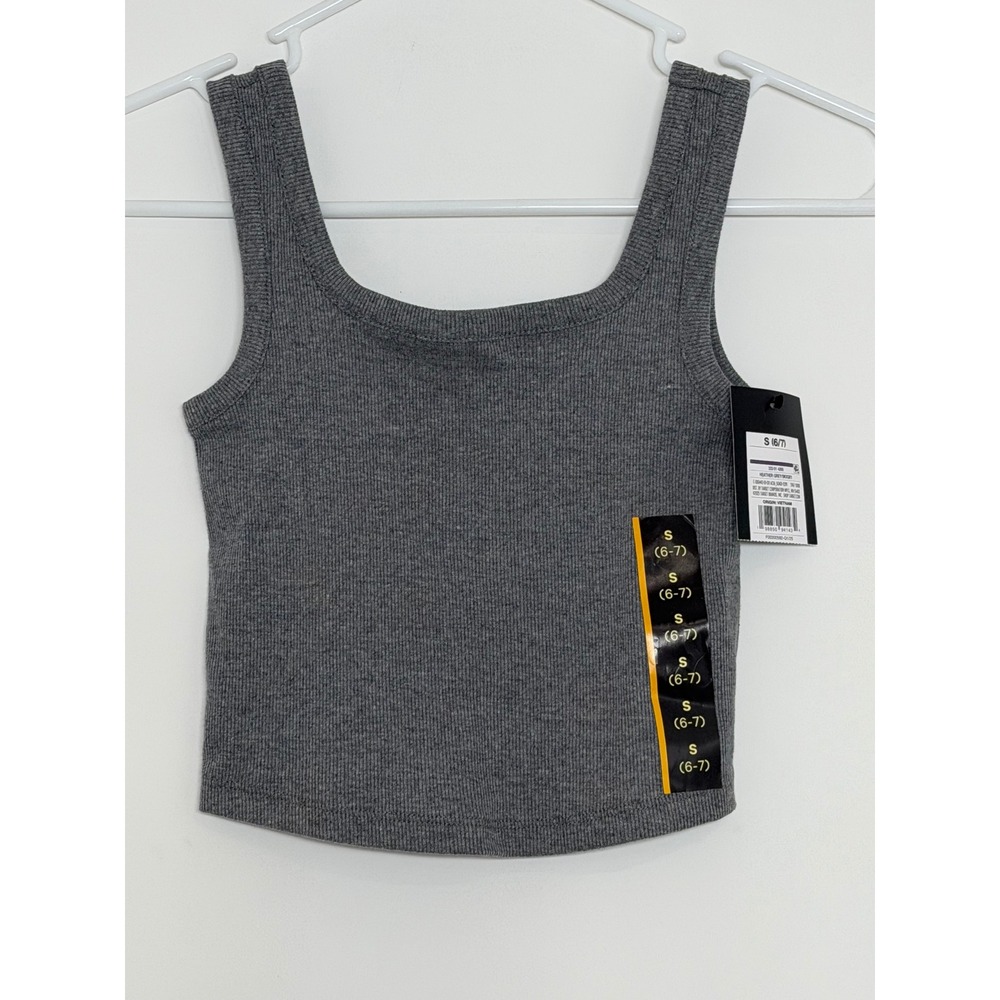 Art Class Girls Cropped Ribbed Tank Top Size S 6/7 Gray Square Neck NWT